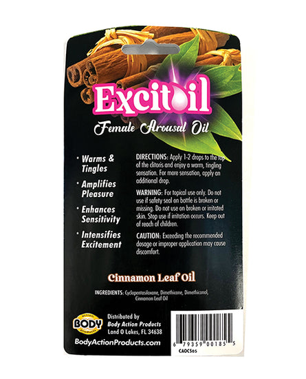 Body Action Excitoil Cinnamon Arousal Oil - .5 oz Bottle Carded - Empower Pleasure