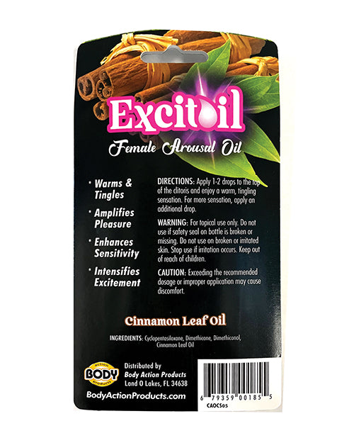 Body Action Excitoil Cinnamon Arousal Oil - .5 oz Bottle Carded - Empower Pleasure