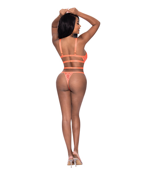 Rude Awakening Strappy Teddy Orange S/M - Empower Pleasure