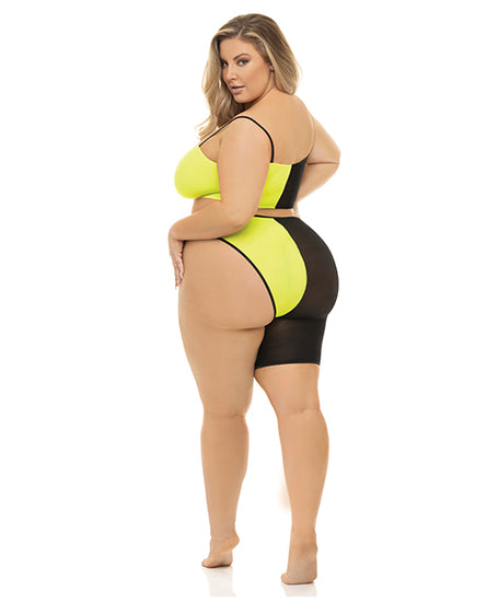 Pink Lipstick Block You Out Bandeau & Bottom Black/Yellow QN - Empower Pleasure