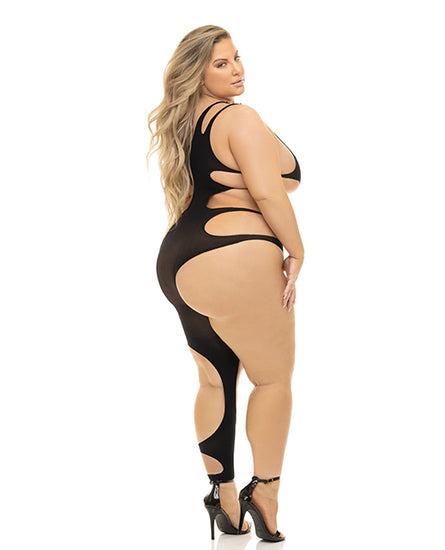 Pink Lipstick Show You How Cut Out Bodystocking Black QN - Empower Pleasure