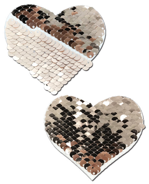 Pastease Color Changing Flip Sequins Heart - Rose Gold O/S - Empower Pleasure