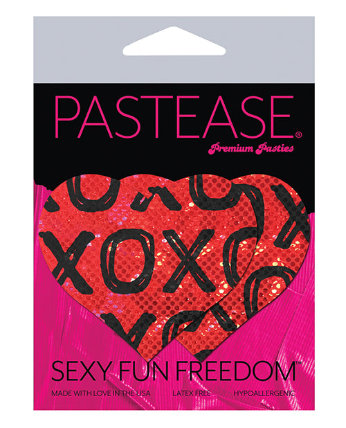 Pastease Glitter XOXO Heart - Red/Black O/S - Empower Pleasure