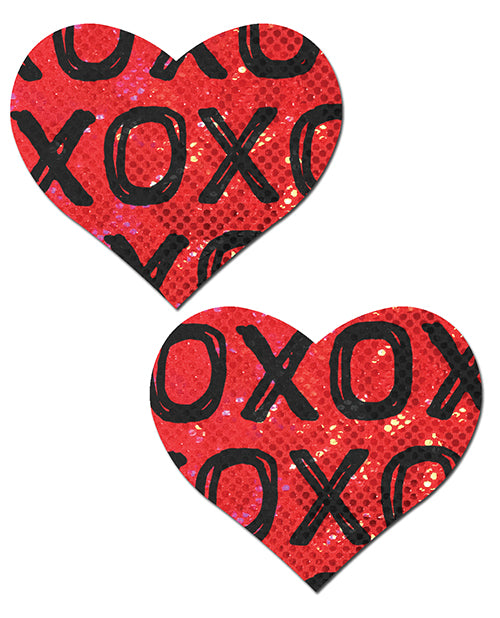 Pastease Glitter XOXO Heart - Red/Black O/S - Empower Pleasure