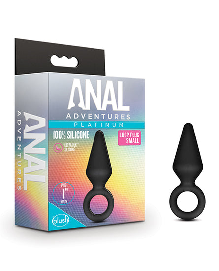 Blush Anal Adventures Platinum Silicone Loop Plug - Small Black - Empower Pleasure