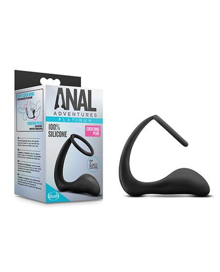 Blush Anal Adventures Cock Ring Plug - Black - Empower Pleasure