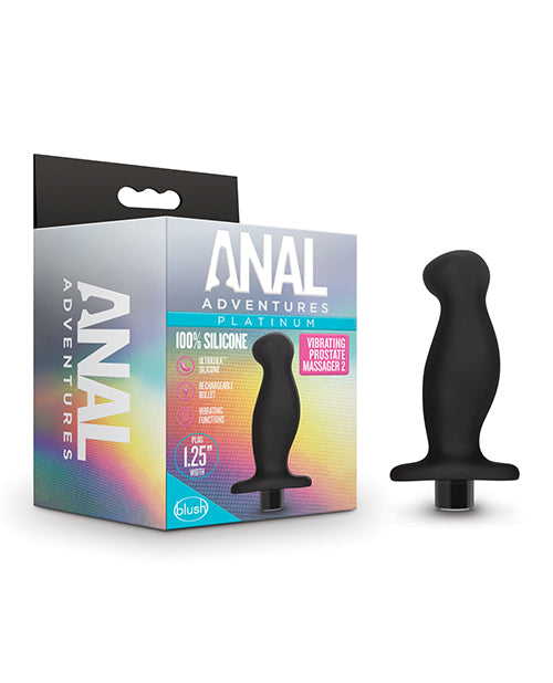 Blush Anal Adventures Platinum Silicone Vibrating Prostate Massager 02 -Black - Empower Pleasure