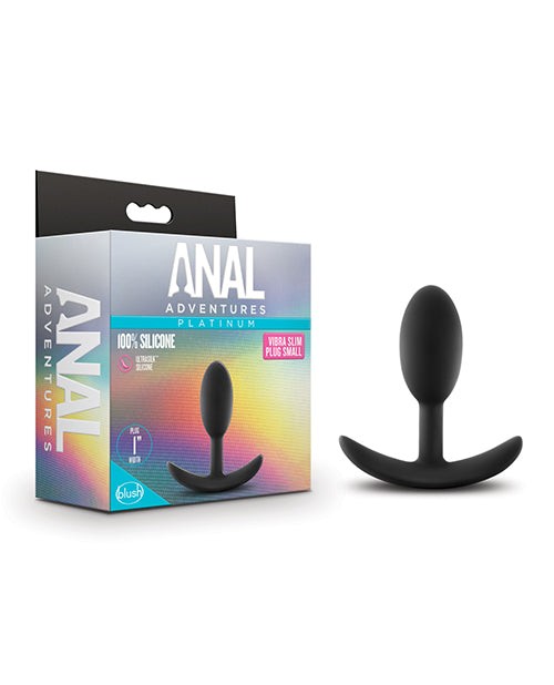 Blush Anal Adventures Platinum Silicone Vibra Black Plug - Assorted Sizes - Empower Pleasure