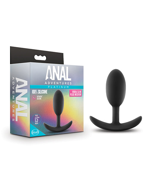 Blush Anal Adventures Platinum Silicone Vibra Black Plug - Assorted Sizes - Empower Pleasure