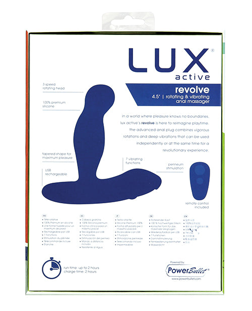 Lux Active Revolve 4.5" Rotating & Vibrating Anal Massager - Dark Blue - Empower Pleasure