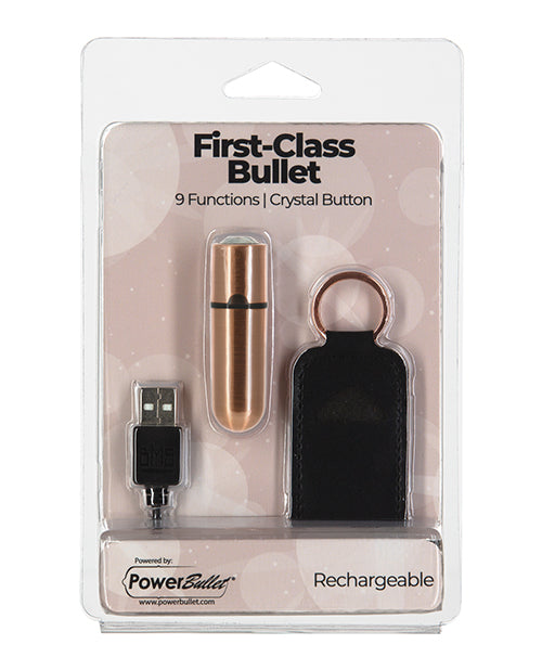 First Class Mini Rechargeable Bullet with Crystal - 9 Functions Rose Gold - Empower Pleasure