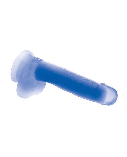 Curve Toys Lollicock 7" Glow In The Dark Silicone Dildo w/Balls - Blue - Empower Pleasure