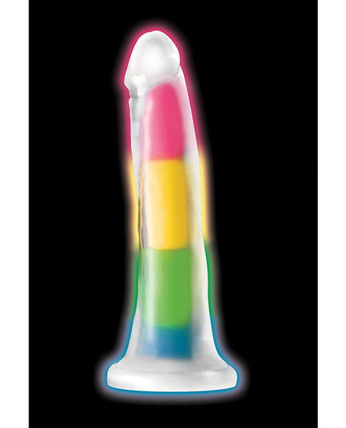 Curve Toys Lollicock 7" Glow In The Dark Silicone Dildo - Rainbow - Empower Pleasure