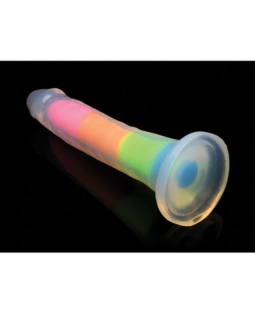 Curve Toys Lollicock 7" Glow In The Dark Silicone Dildo - Rainbow - Empower Pleasure