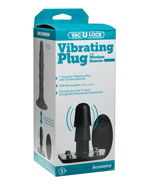 Vac-U-Lock Vibrating Remote Plug with Snaps - Black - Empower Pleasure