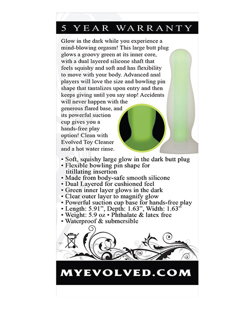 Evolved Luminous Anal Plug Large - Green - Empower Pleasure