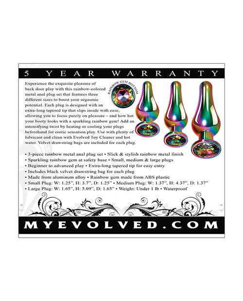 Evolved Rainbow Metal Plug set - Empower Pleasure