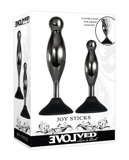 Evolved Joy Sticks 2-Piece Plug Set - Black/Chrome - Empower Pleasure