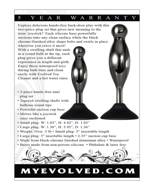 Evolved Joy Sticks 2-Piece Plug Set - Black/Chrome - Empower Pleasure