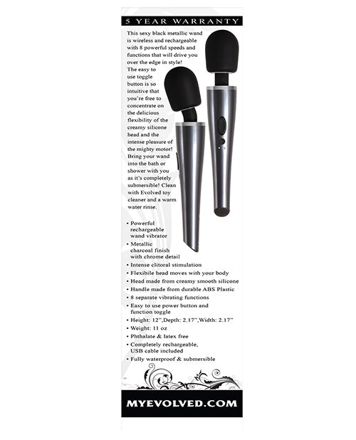 Evolved Mighty Metallic Wand - Gray/Black - Empower Pleasure