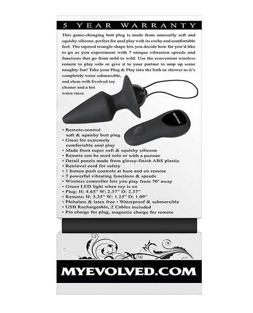 Evolved Plug & Play Remote Anal Plug - Black - Empower Pleasure