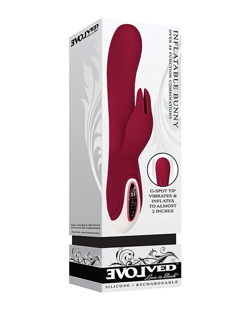 Evolved Inflatable Bunny Dual Stim Rechargeable - Burgundy - Empower Pleasure