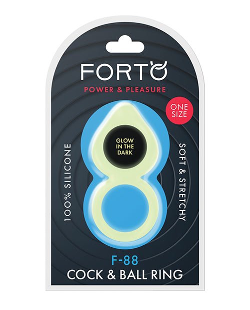 Forto F-88 Double Ring Liquid Silicone Cock Ring - Glow in the Dark - Empower Pleasure