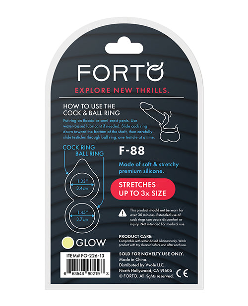 Forto F-88 Double Ring Liquid Silicone Cock Ring - Glow in the Dark - Empower Pleasure