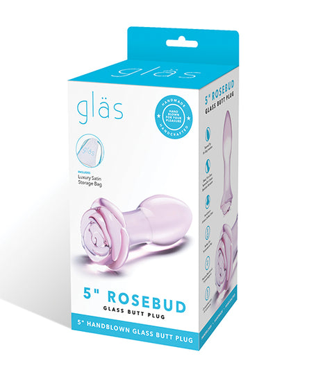 Glas 5" Rosebud Glass Butt Plug - Pink - Empower Pleasure