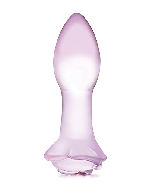 Glas 5" Rosebud Glass Butt Plug - Pink - Empower Pleasure