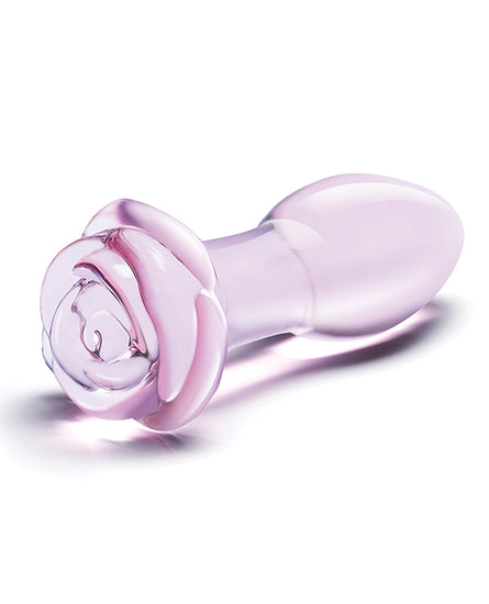 Glas 5" Rosebud Glass Butt Plug - Pink - Empower Pleasure