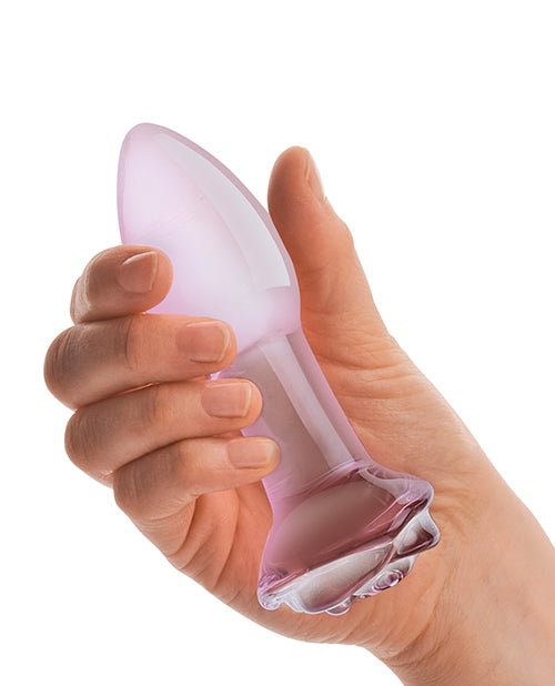 Glas 5" Rosebud Glass Butt Plug - Pink - Empower Pleasure