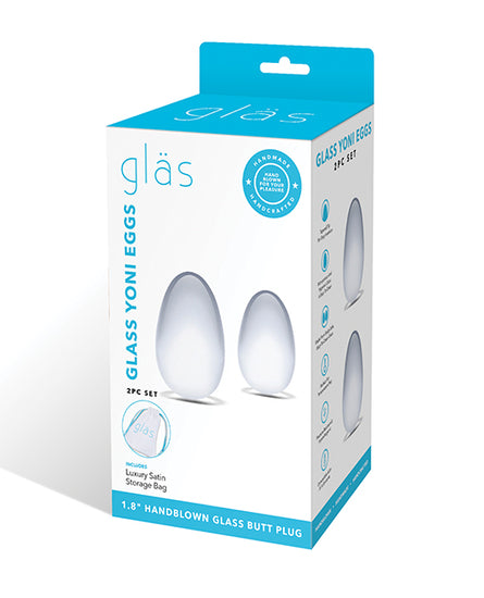 Glas 2 pc Glass Yoni Eggs Set - Clear - Empower Pleasure