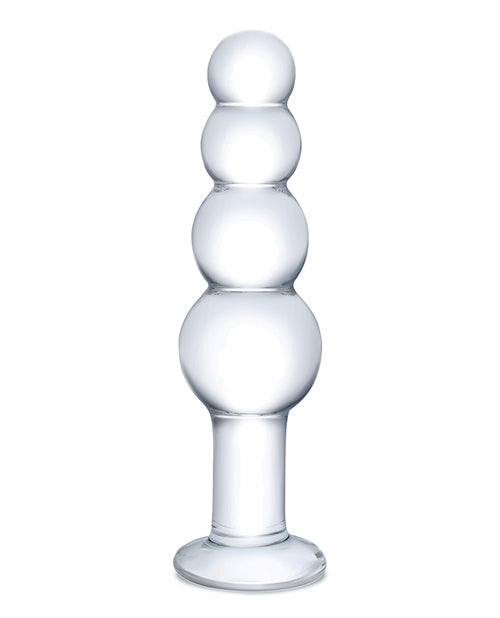 Glas 7.25" Glass Beaded Butt Plug - Clear - Empower Pleasure