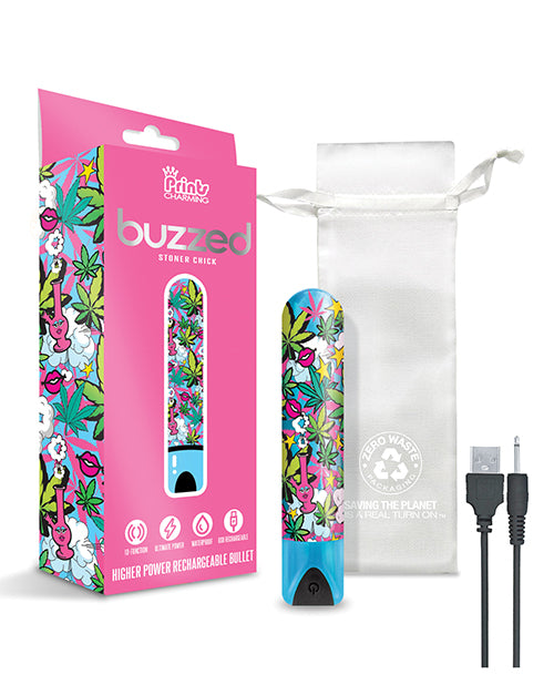 Buzzed 3.5" Rechargeable Bullet - Stoner Chick Blue - Empower Pleasure