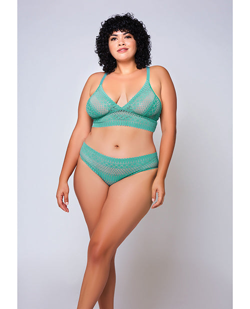 Geometric Lace Bralette & Hipster Teal 1X - Empower Pleasure