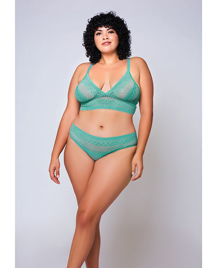 Geometric Lace Bralette & Hipster Teal 2X - Empower Pleasure