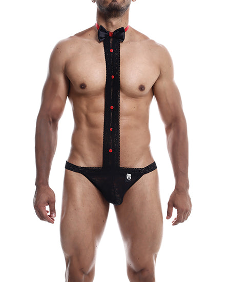 Male Basics Tuxedo Lace Jockstrap Black L/XL - Empower Pleasure