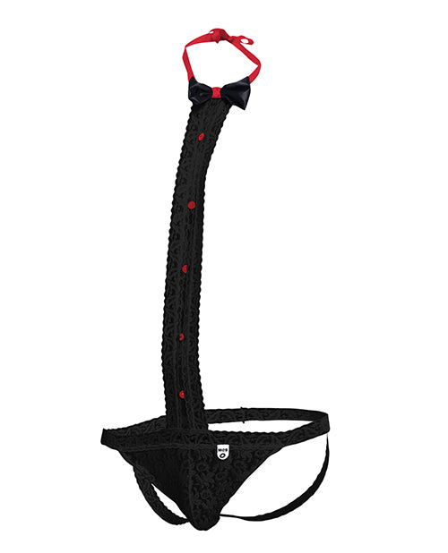 Male Basics Tuxedo Lace Jockstrap Black L/XL - Empower Pleasure