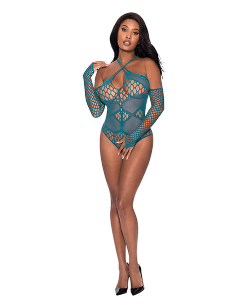 Seamless Long Sleeve Teddy Turquoise O/S - Empower Pleasure