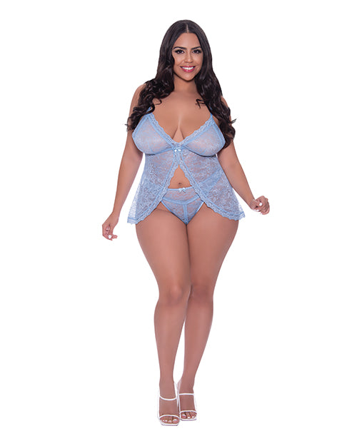 Ooh La Lace Babydoll & Split Crotch Panty Periwinkle QN - Empower Pleasure