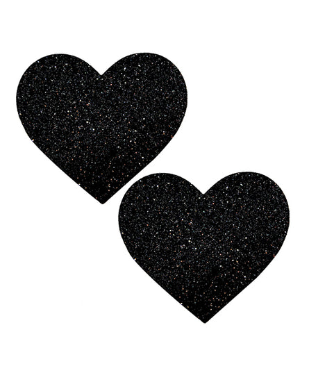 Neva Nude Black Malice Queen Status Glitter Heart Pasties - Black QN - Empower Pleasure