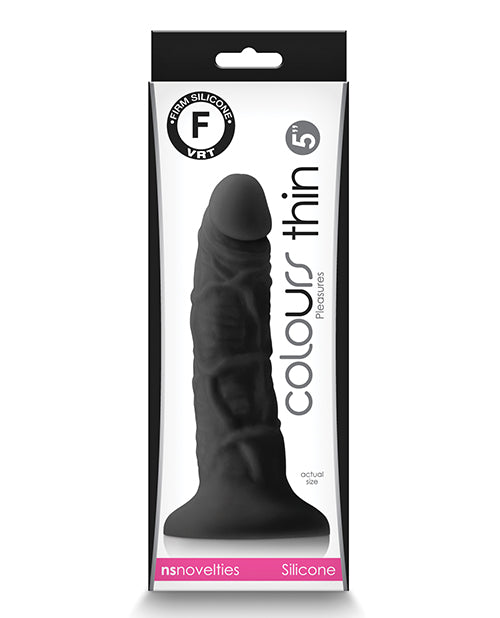 Colours Pleasures 5" Thin Dildo - Black - Empower Pleasure