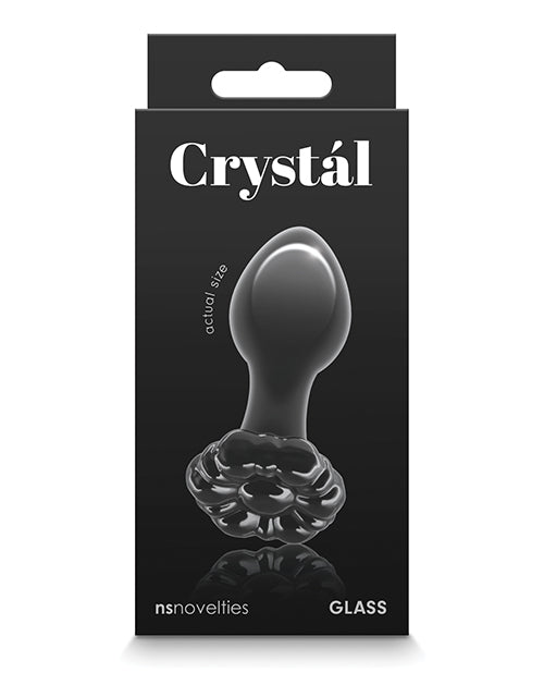 Crystal Flower Butt Plug - Black - Empower Pleasure