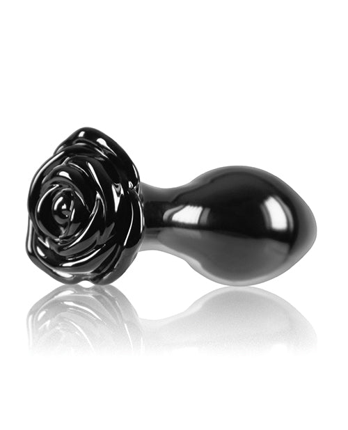 Crystal Rose Butt Plug - Black - Empower Pleasure