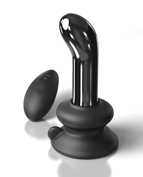 Icicles No. 84 Hand Blown Glass Vibrating Butt Plug w/Remote - Black - Empower Pleasure