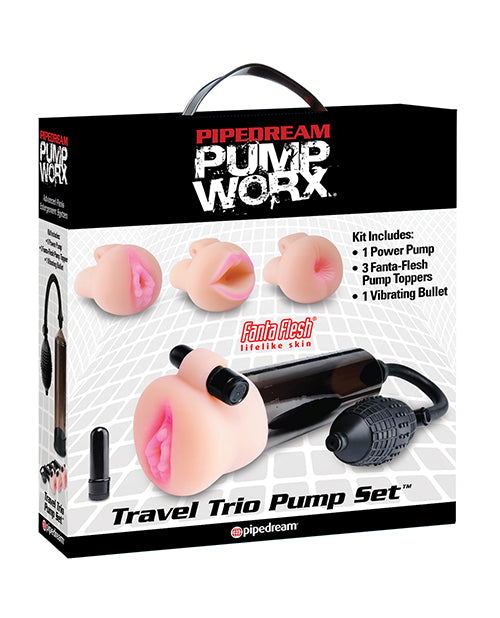 Pump Worx Travel Trio Pump Set - Power Pump, Bullet & 3 Attch. - Empower Pleasure