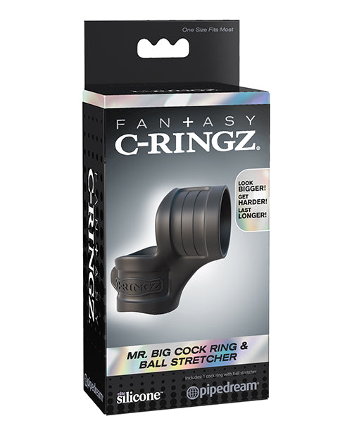 Fantasy C-Ringz Mr. Big Cock Ring & Ball Stretcher - Black - Empower Pleasure