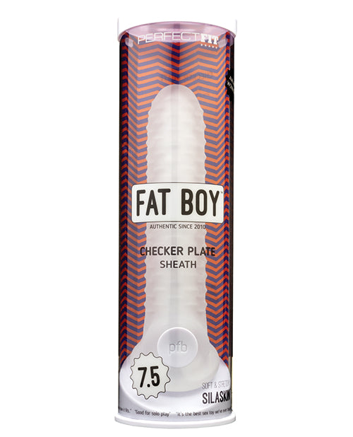 Perfect Fit Fat Boy 7.5" Checker Plate Sheath- Clear - Empower Pleasure