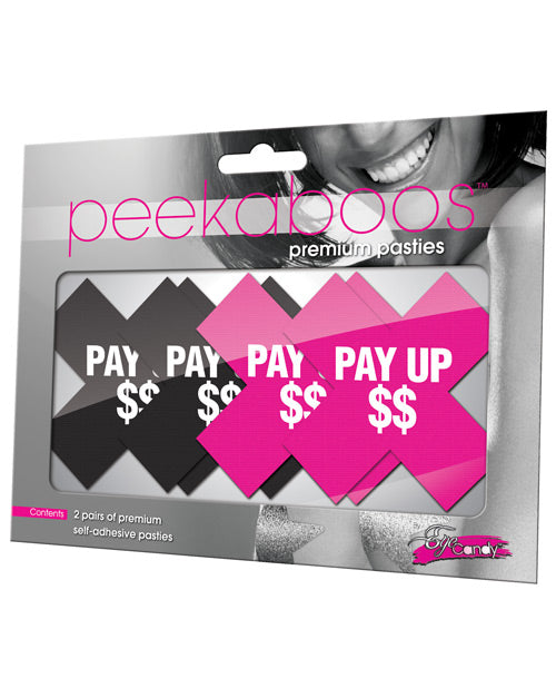 Peekaboos Pay Up Pasties - 2 Pairs 1 Black/1 Pink - Empower Pleasure